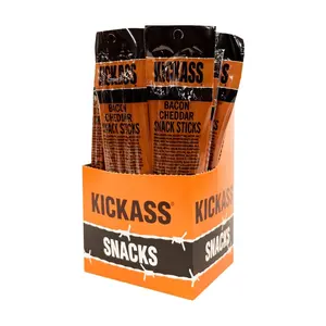 Kickass Bacon & Cheddar Twin Pack Snack Sticks - 16CT Caddy Cheese Flavor