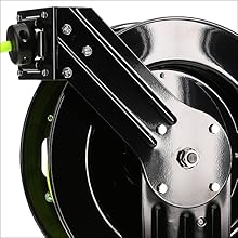 Flexzilla Open Face Retractable Air Hose Reel, 3/8 in. x 50 ft., Heavy Duty, Lightweight, Hybrid, ZillaGreen - L8611FZ