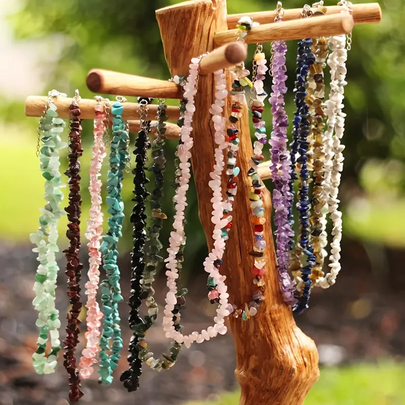 5/10Pcs Handmade Beaded Stone Necklaces Featuring , Designed in an Instagram Style with a Bohemian Flair