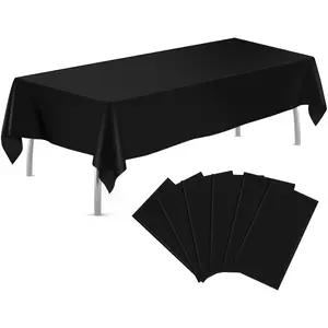 6 Packs Plastic Table Cloth 54" x 108", Disposable Tablecloths Rectangle Table Cover, Plastic Tablecloths for Parties Birthday BBQ Picnic Wedding New Year Christmas, Black Blue Green White Yellow