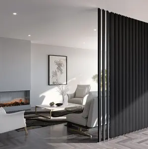 Black Swivel Slat Wood Room Divider – Modern Privacy Screen &amp; Space-Saving Partition Wall
