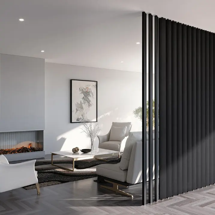 Black Swivel Slat Wood Room Divider – Modern Privacy Screen &amp; Space-Saving Partition Wall