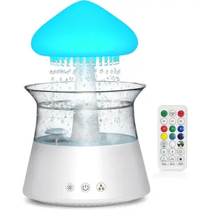Cloud Humidifier Rain Water Drip Diffuser Humidifier with Remote Waterfall Lamp Mushroom Humidifier Rain Sounds White Noise Humidifier Air Humidifiers for Bedroom Desk