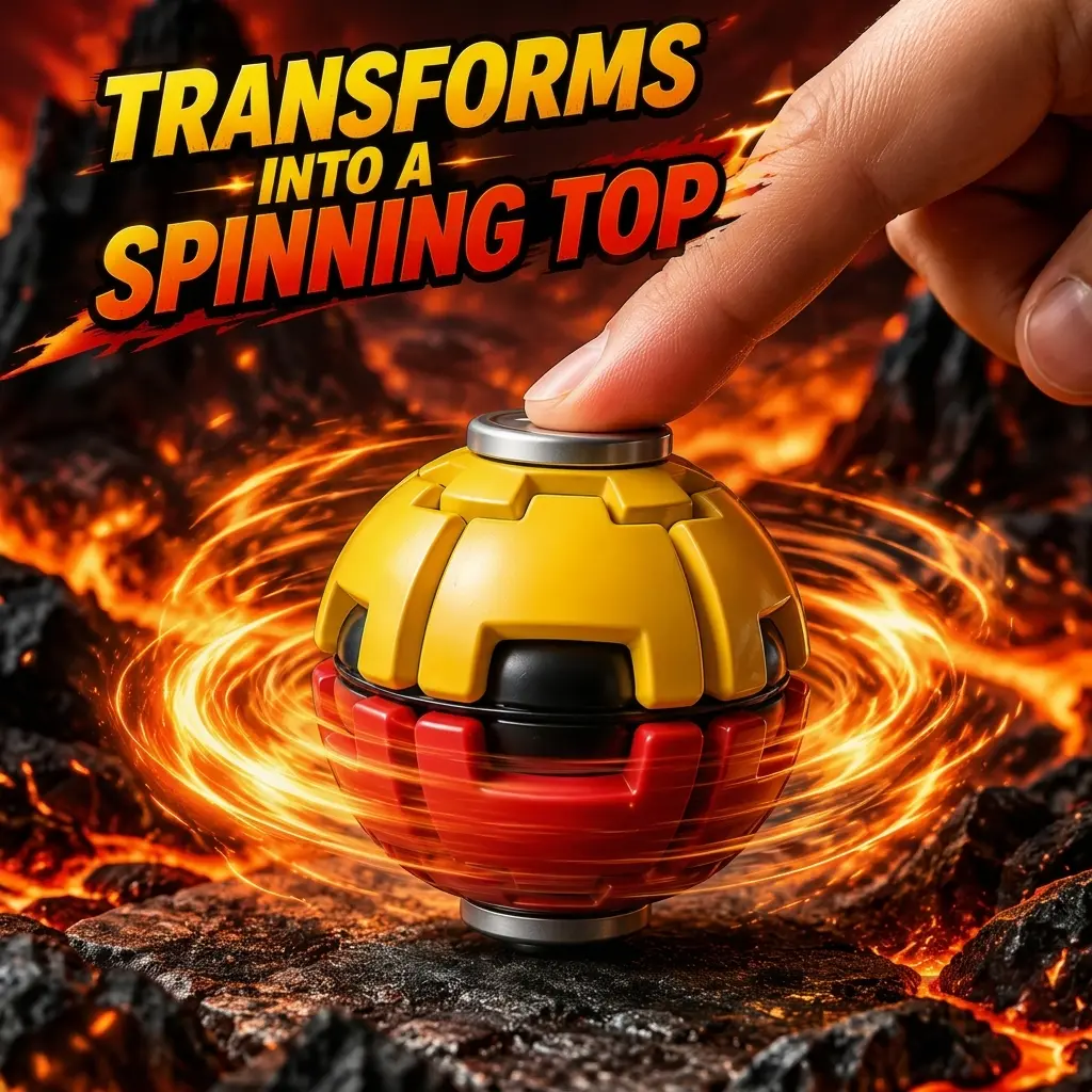 Press-to-Spin Blaze Core Sphere Stress Relief Toy - 3D Printed 2.5 in ABS Plastic Desk Fidget, Unisex Unique Gifts for Grown Ups, Festive & Party Home Supplies, Toys For Grown Ups