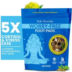 Sole Serenity Stress Relief Detox Foot Pads – Overnight Stress +Toxin Relief – Worry-Free Cortisol Support with Zeolite, Ashwagandha & Adaptogens (20 ct), Energy Healing, Grounding