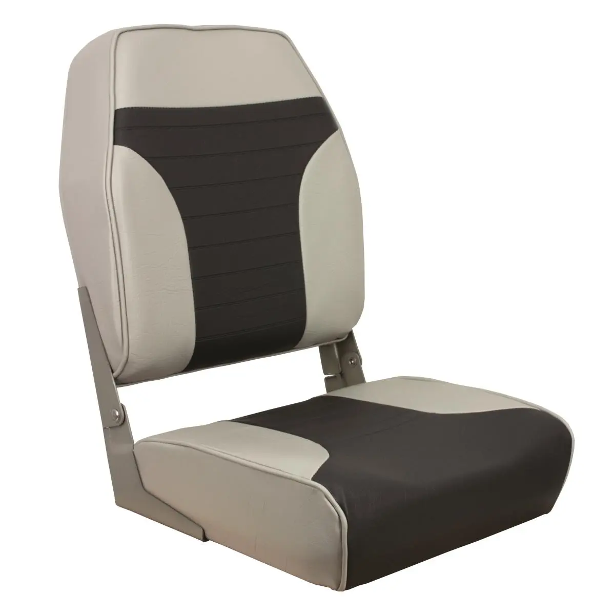 Springfield Marine 1040663 High Back Foldable Chair - Gray & Charcoal, 10.88 x 17.5 x 18.5 in Backrest Folding Chair