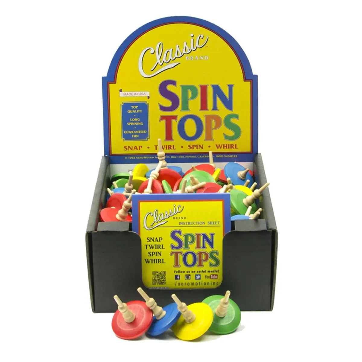 212 MAIN Aero-Motion Assorted Wooden Spin Tops Game Set, High Quality Farm Animal & Poultry Toy, 72-Pack, 3 lbs, Brings People Together, Wood, Classic