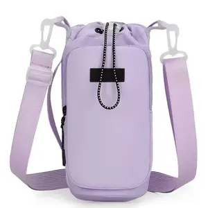 Portable Water Bottle Crossbody Bag - Adjustable Backpack Water Bottle Holder, Travel Water Bottle Storage Bag with Key and Phone Pockets