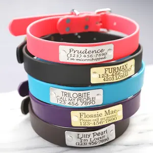 Waterproof Dog Collar w Engraved Riveted NAMEPLATE StinkProof, Dirt Resistant, Sporting & Hunting Dog, Swimming Collar, Leather Alternative