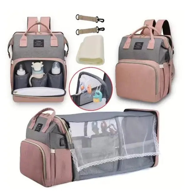 Unisex Large-Capacity Mommy Diaper Backpack, Adjustable Straps, Multi-Pocketed Design, Backpack Shape, Portability-Focused for Effortless Parenting (Baby & Maternity Travel Gear)