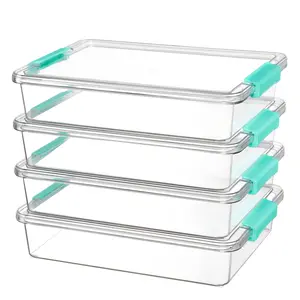 【Live Only】Vtopmart 6 Qt Plastic Storage Bins with Lids, Clear Sensory Bins, Arts Crafts Organizers and Storage, Stackable Containers for Home Office and School Supplies
