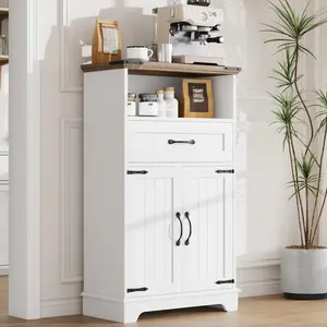 Farmhouse Storage Cabinet with Doors and Drawers, Freestanding Storage Organizer, Ample Space for Bathroom, Kitchen, Laundry, Bedroom, Living Room,  23.6 x 11.8 x 40.2in