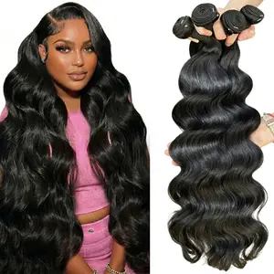 Straight/Body Wave Brazilian Virgin Hair 14A 100% Unprocessed Human Hair Bundles Double Weft Extensions 20-30 Inches 3 4 Bundles for Black Women Natural Black