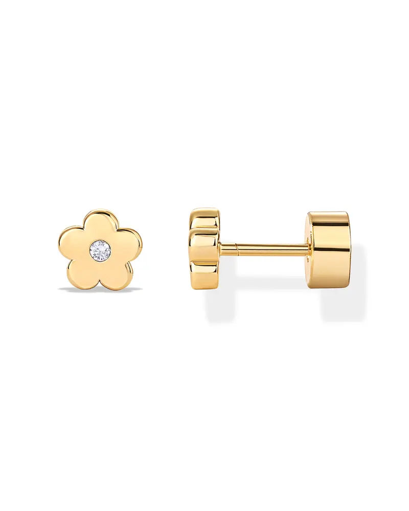 PAVOI 14K Gold Plated Pair of Flat Back Stud Earrings for Women - Dainty Helix Cartilage Piercing Jewelry - North Star Cluster Sparkle Heart Butterfly Moon Snake Smiley Bumble Bee Rose Flower Clover Flatback Stud Earrings
