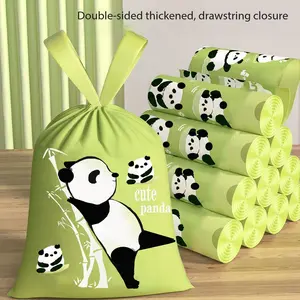 Cute Panda Drawstring Trash Bags, Durable Reusable Home Garbage Bags, Heavy Duty Trash Bags, Perfect for Family Use, Household Waste Disposal
