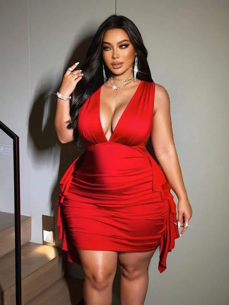 amazon red dress plus size