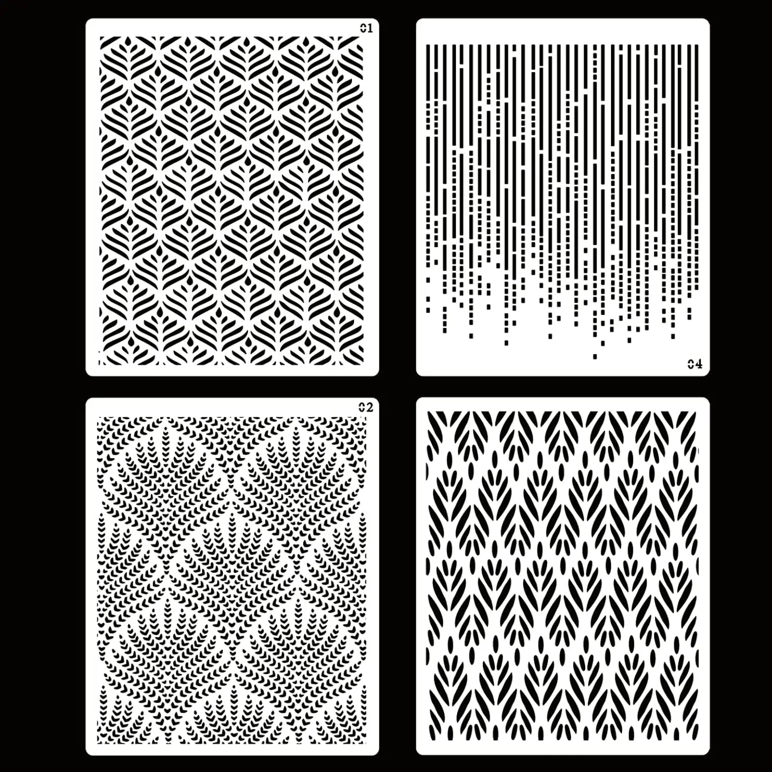 4 Pcs Floral Wedding Cake Stencils - Reusable Buttercream Templates for DIY Baking Decor