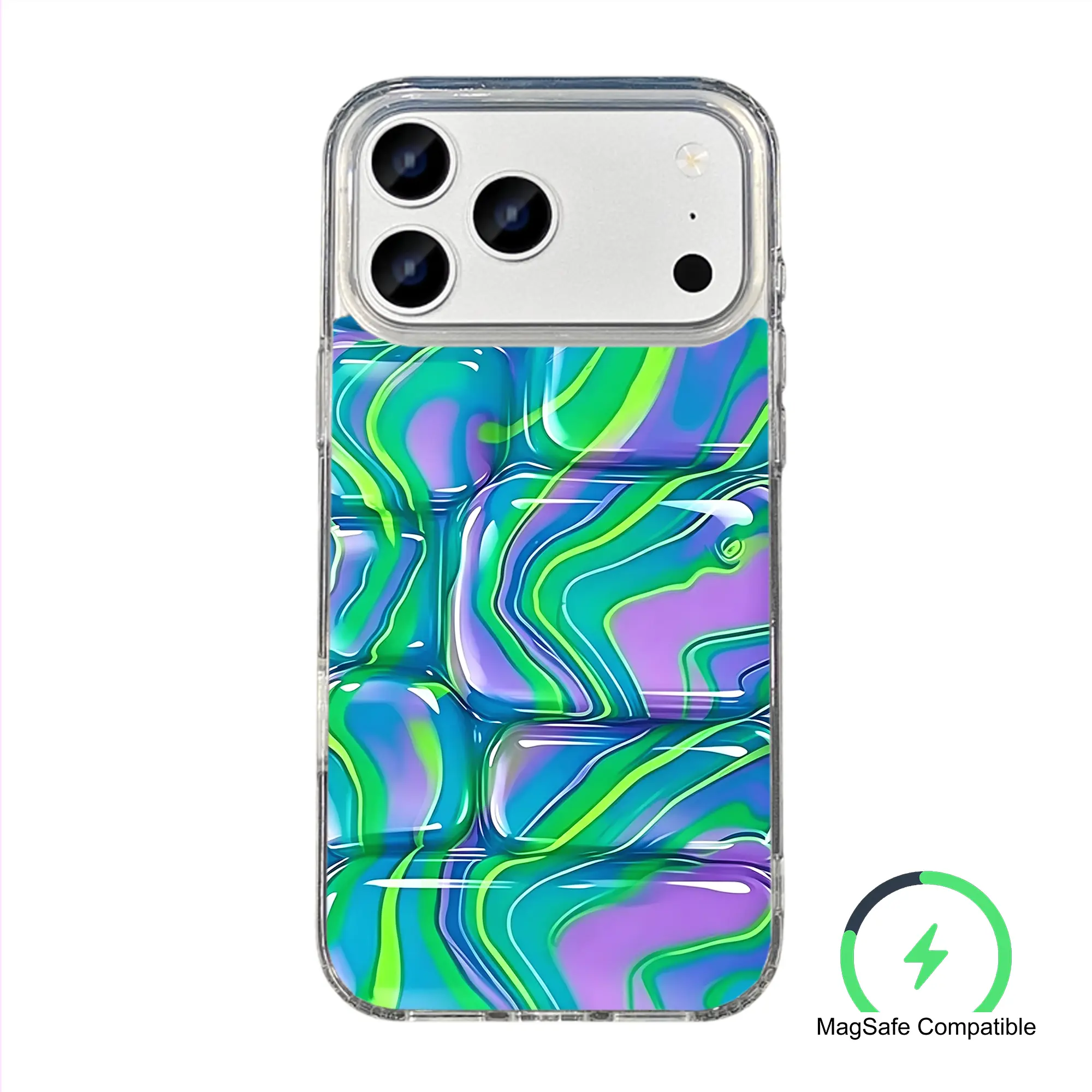 Premium PC+TPU Case Glossy Ice Cube Illusion Design | Anti-Drop IPhone case：1pc For iPhone 17 16 15 14 13 promax