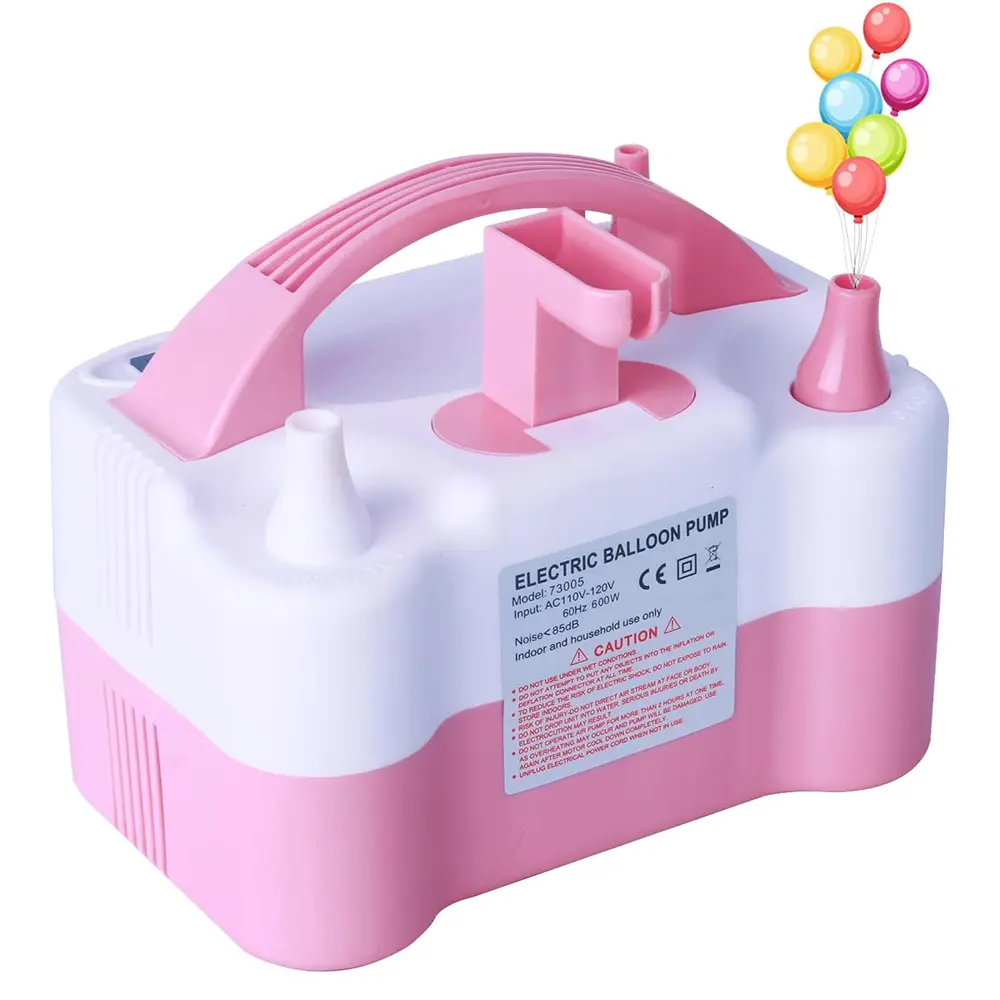 Electric Air Balloon Pump, Portable Dual Nozzle Electric Blower Inflator for Decoration, Party, Sport,Gifts:1 Tying Tools Balloon Air Pump Dual Nozzle Pink 110V 600W Balloon Inflator for Party Decorations