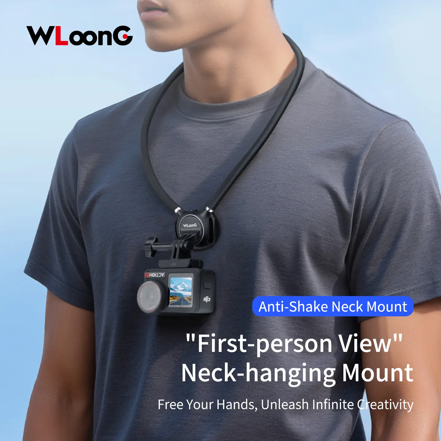 Magnetic Camera Neck Mount for GoPro Hero Series or DJI Osmo Action 6/5Pro/4/3/360/Pocket 3/Nano or Insta360 X5/4/3/2/Ace Pro2/1/Go 3/3S/Ultra, Perfet for Holiday Travel and Outdoor Sport, Flexible Shooting Angles | First-person View | Wide Compatibility