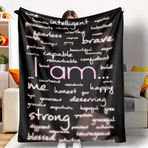 Inspirational Affirmations Flannel Blanket Positive Words Typography Print Soft Cozy Warm Lightweight for Bedroom Sofa Office Meditation Gift tiktokshopspringglowup