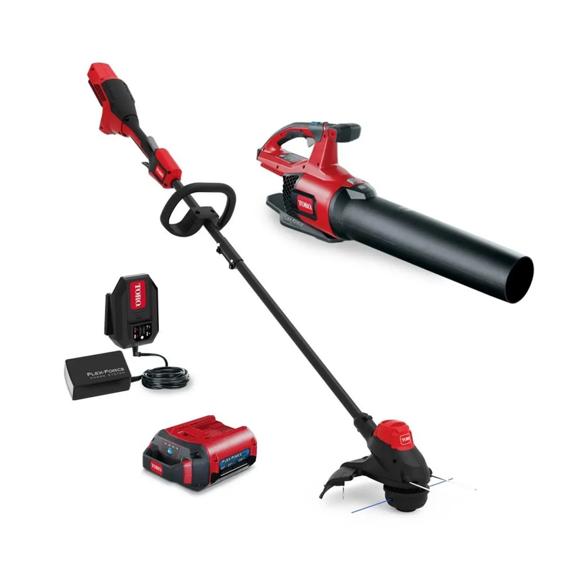 Toro 7025845 13 in. Cut Width 60V Trimmer & Leaf Blower Combo Tool Kit - 0.08 in. Line Diameter String Trimmer, Portable Cordless Blower with High Speed, Super Power, Variable Speed Design
