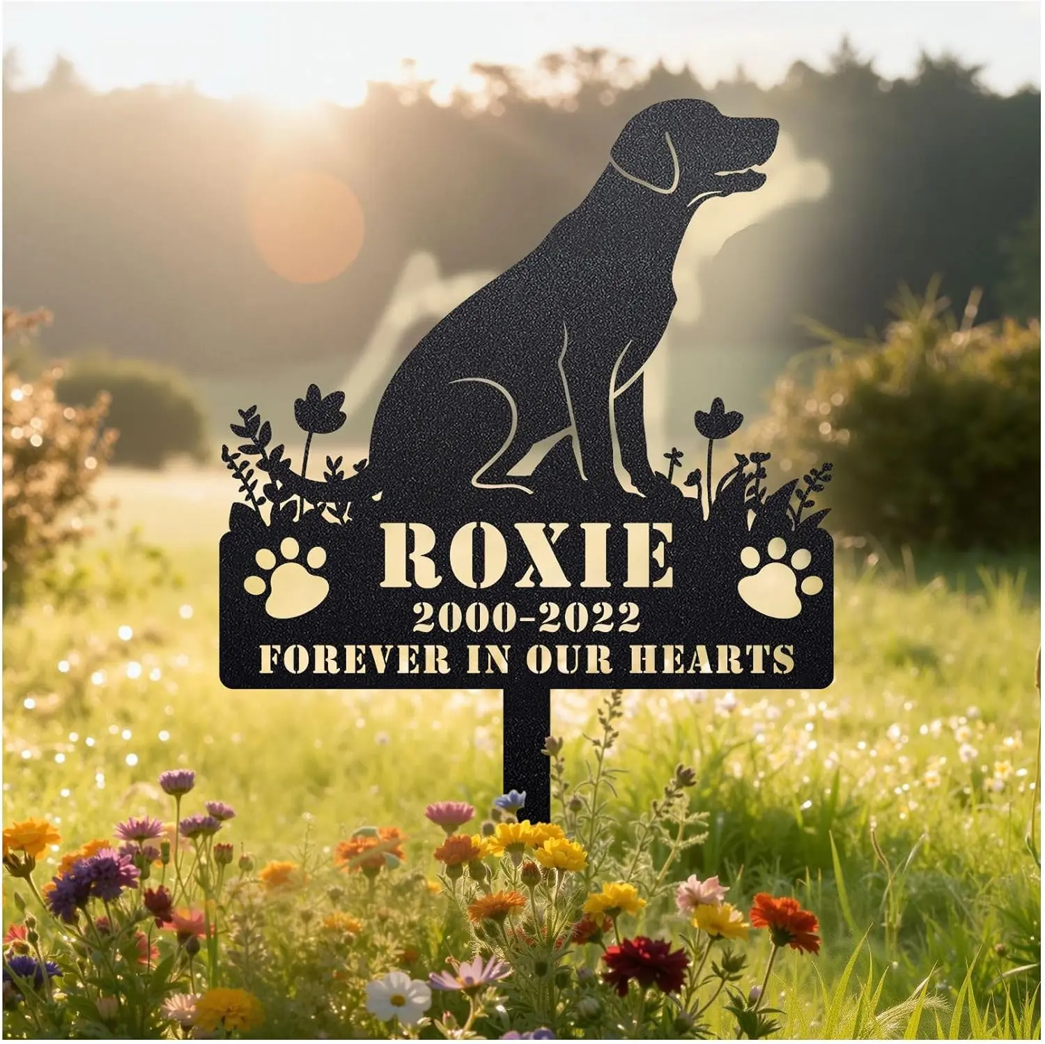 Startop Personalized Dog Memorial Plaque Custom Metal Pet Grave Marker for Outdoor Garden Yard Labrador Retriever Sympathy Gift for Dog Lovers