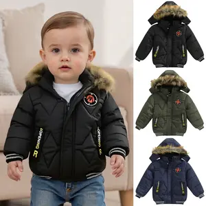 FOCUSNORM Toddler Boys Down Jacket Winter Jacket Hooded Thickened Warm Snowsuit Coat Parka Outerwear 2-5T