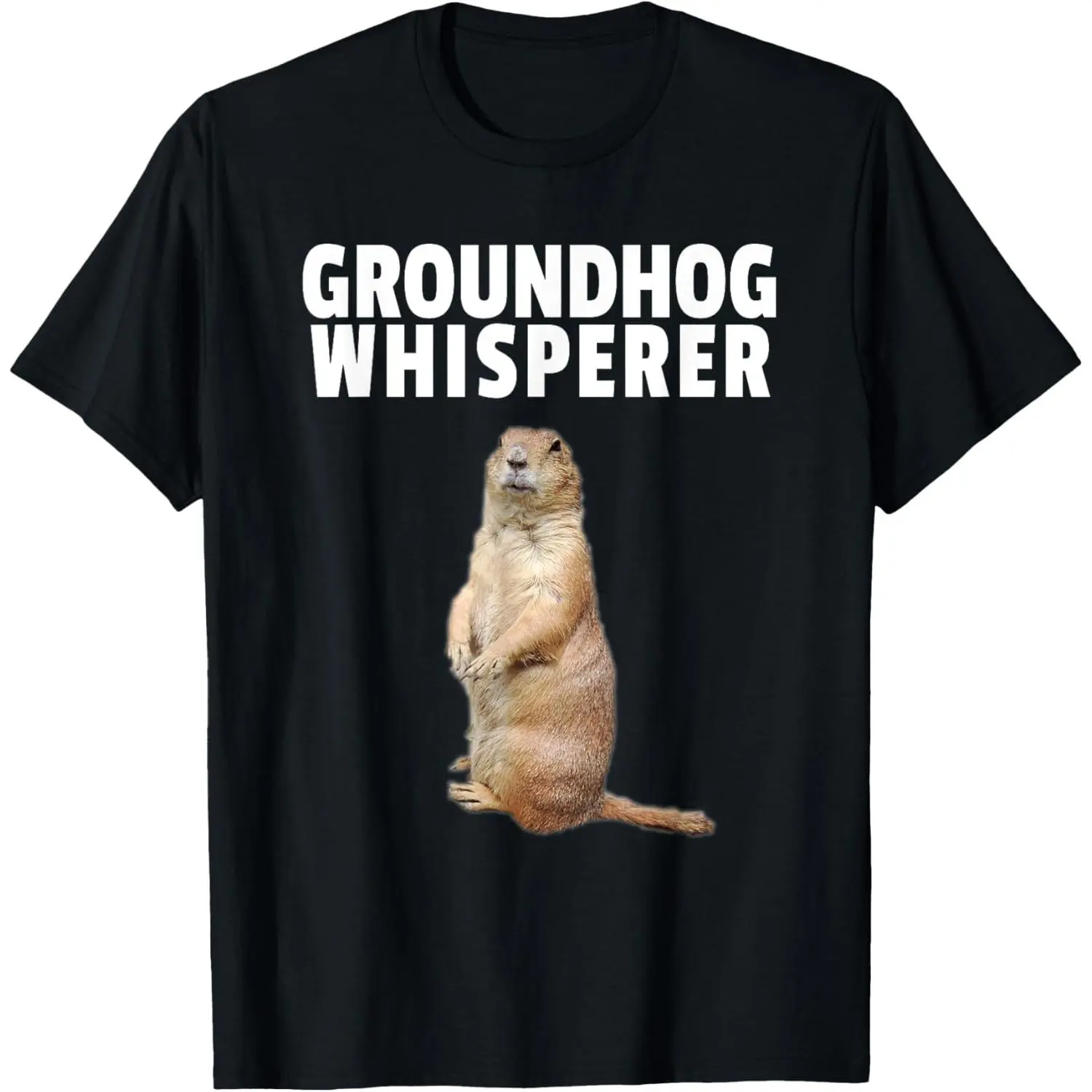 Men's Groundhog Whisperer Graphic T-Shirt, Casual Short Sleeve Top in Soft 100% Natural Cotton Fabric for Daily Wear & Sports, Fashion Apparel, Sensitive Skin, Moisture Absorb, Regular Fit, No Irritation, Round Neck