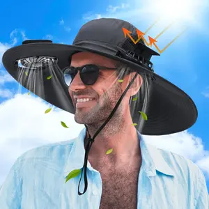 Solar Fan Hat, Hat with Solar Fans Built in，With2PCS Rechargeable Cooling Fan, Suitable for Outdoor Fishing, Camping
