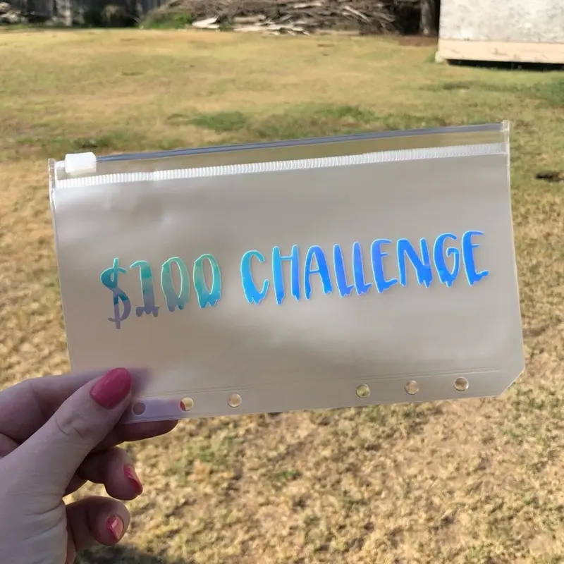 100 dollar savings challenge WITH custom vinyl envelope (rainbow)