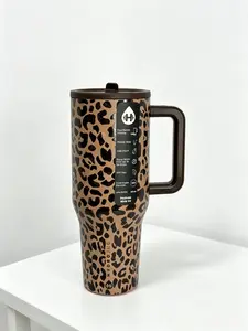 HydroJug 40oz Leopard Print Tumbler - Premium Stainless Steel Insulated Bottle for 24-Hour Cold Drinks - Stylish Travel Water Bottle with Sturdy Handle - Ideal for Gym, Office, and Adventures - Insulation