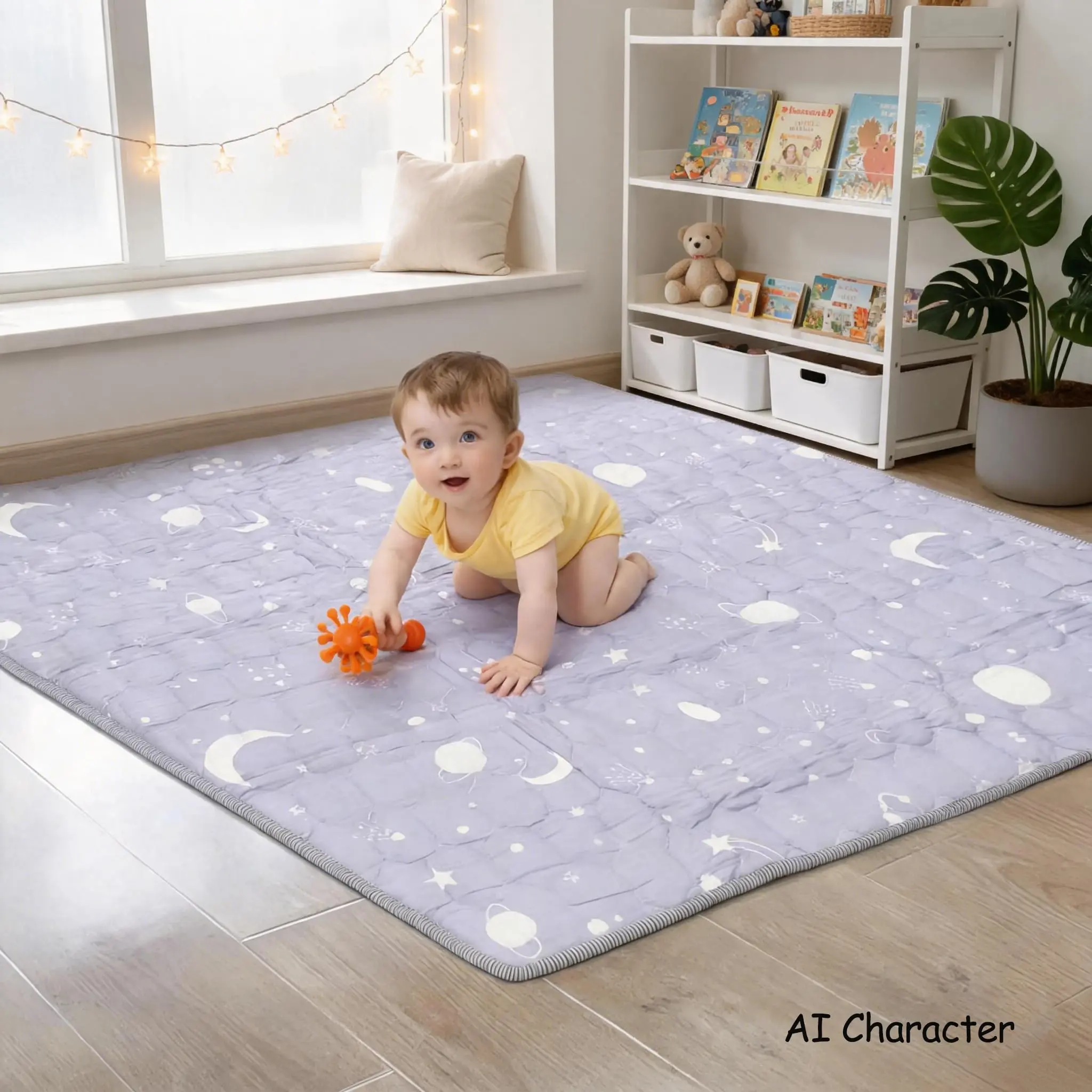 Play Mats, 50" x 50" Playpen Mat, Thick Cushioning Padding Foam Playmat, Portable Activity PlayMats, Foldable Crawling Mats, Non-Slip & Machine Washable