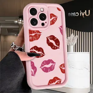 Red Lipstick Kisses Case for iPhone 17 Air 16 16e 15 14 13 12 11 Pro Max Plus XS X Anti-Scratch Shockproof Soft Silicone Protective Cover Precision Fit Drop Protection Enhanced Grip Security