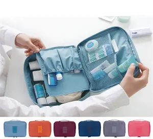 Portable Cosmetic Bag Waterproof Divider Multi-grid Pockets Toiletry Bags Travel Storage Handbags Women Make Up Bag