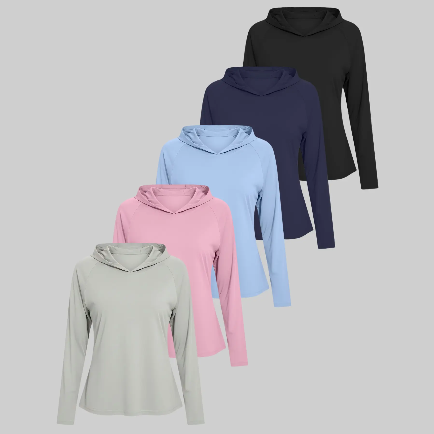 Women's 5-Piece Hoodie Set Soft Long-Sleeve T-Shirts in Multiple Colors for Workouts & Casual Wear Versatile Styling Everyday Basic Sweatshirts Tops - Womenswear,summerwins