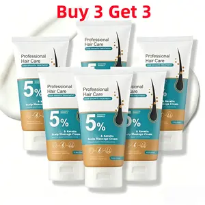 [BUY 3 GET 3 FREE] 5% Minoxidil Scalp Massage Cream with Keratin, Ginger - Unisex Adult Haircare Hair Growth Stimulator to Prevent Hair Loss, Repair Follicles, Strengthen Roots, Adults