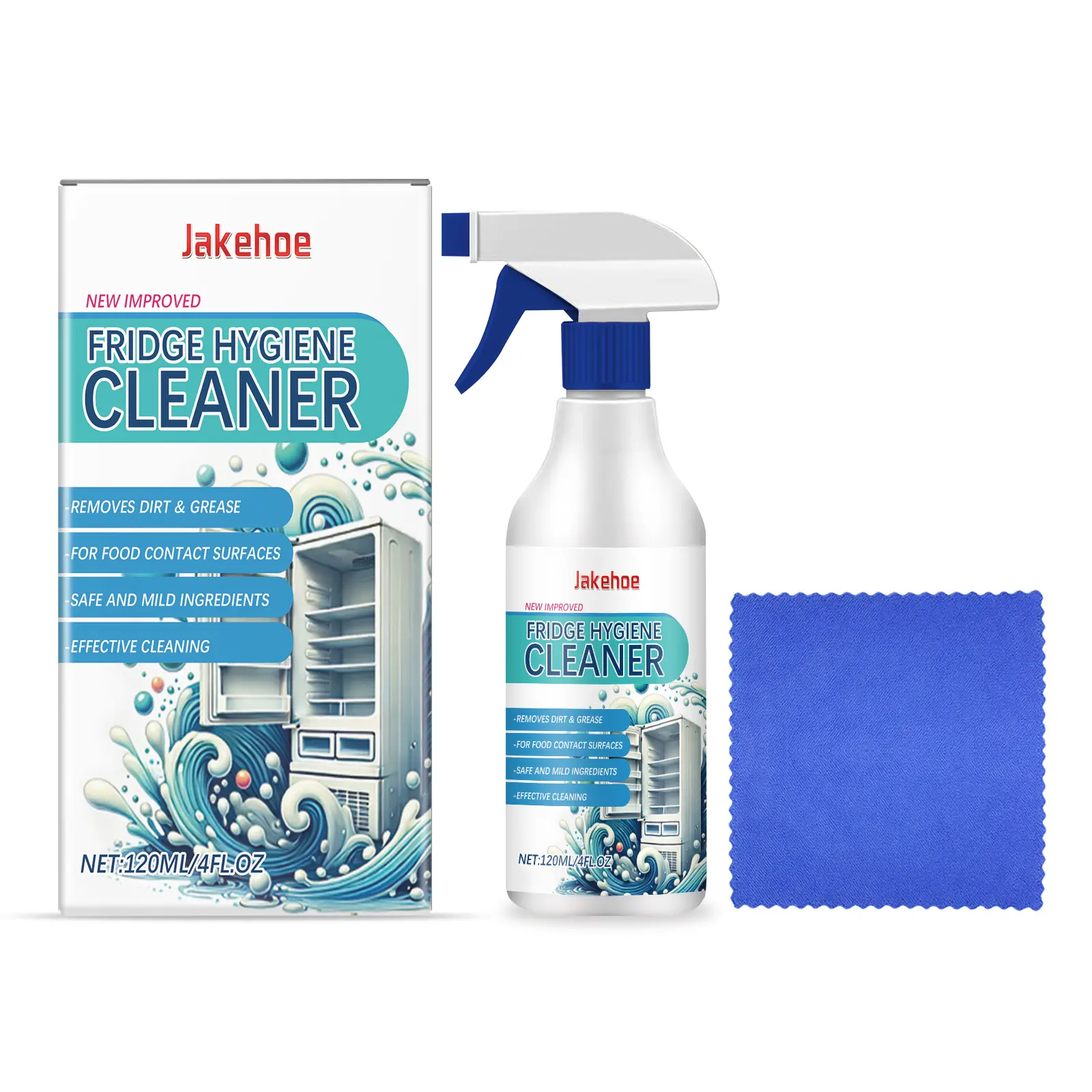 Jakehoe Refrigerator Deep Cleaning Spray - Household Cleaner for Stains, Grime, Desalting, Mold Removal and Odor Elimination