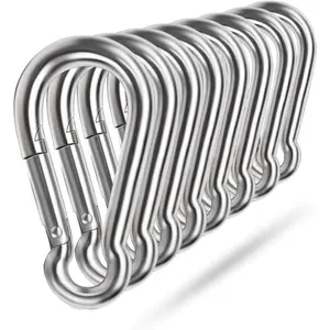 Spring Snap Hooks, 304 Stainless Steel Metal Clip Heavy Duty Rope Connector Small Snap Clamp Key Chain Link Buckle  Hammock Swing Set Outdoor Travel Camping Fishing Hiking