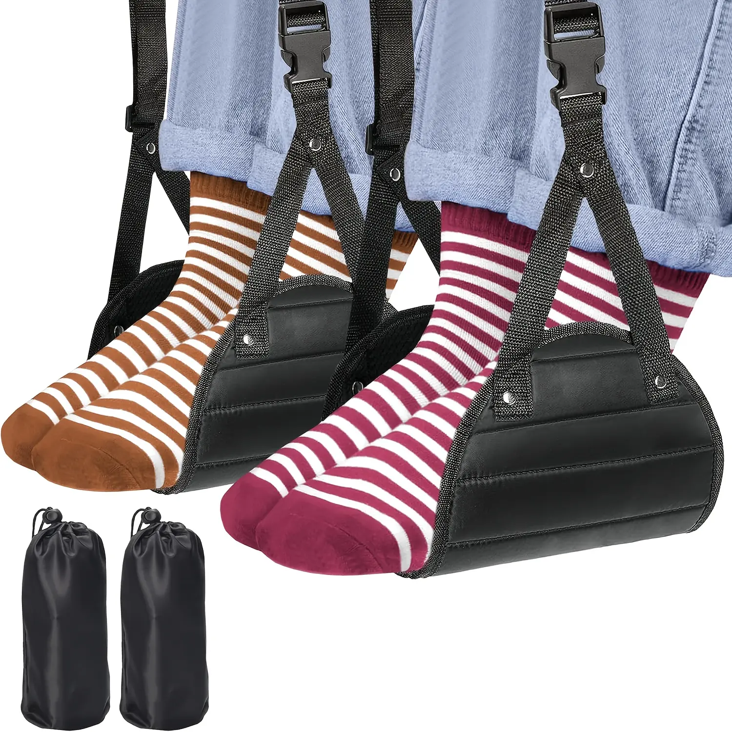 2-Pack Comfy Hanging Foot Rest, Travel Foot Pedal Strap for Office Bed & High-Speed Train Long Trips (Home Supplies, Home Care Supplies)