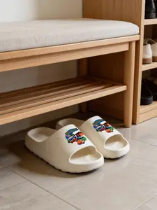 1 Pair Slides, EVA Material, Daily All-match Style, Height-boost Thick Platform Sole, Colorful Vintage Car Print, Women's Everyday Slippers