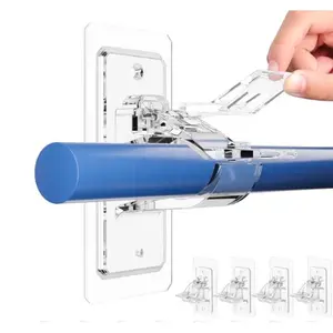 No-Drill Curtain Rod  2 Pack PET Self Adhesive Holders for 17 lbs Window Drapes Bedroom Bathroom Living Room