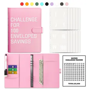100 Envelopes Saving Challenge, Money Saving Planner Cash Envelope Budget Binder to Save $5,050, Easy and Fun Way for Budgeting Planner,Money Saving Plan, Money Saving Notebook, Piggy Bank.