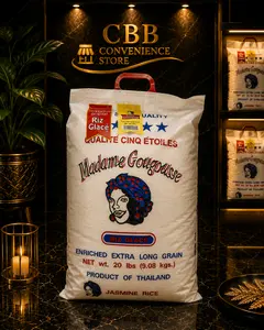 Madame Gougousse Premium Thailand Jasmine Rice - 20 lb Long-Grain Aromatic Food Item, 24-Month Shelf Life for Cupboard Pantry Storage
