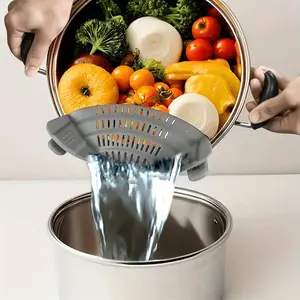 Silicone Drain Strainer, Kitchen Strainer Utensils, Kitchen Vegetable and Pasta Filter for Easy Draining, Durable and Flexible Design for Home Use