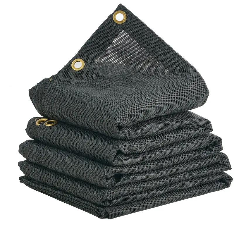 【Summerfinds】VEVOR Heavy Duty Dump Truck Mesh Tarp, 7x14 ft PVC Coated Black Cover, 5.5" 18oz Double Pockets, Brass Grommets, Reinforced Double Needle Stitch Webbing, Secure Fastening, Weather Resistant, Fits Manual/Electric Dump Truck Systems