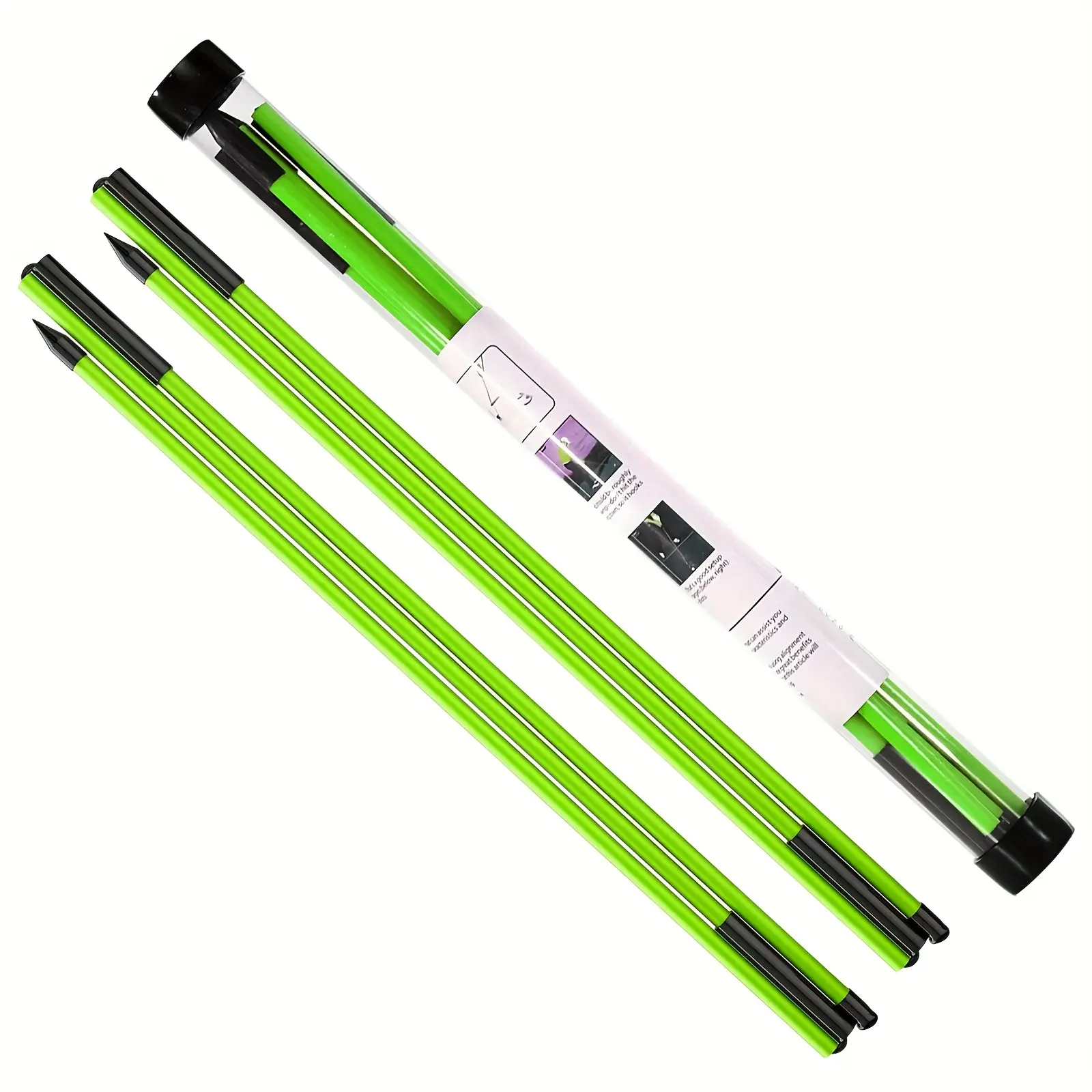 48-in Collapsible Fiberglass Golf Alignment Sticks with Tube Case, Adjustable-Length Swing Aid for Golfers’ Posture Correction, Portable Size Practice Sticks (Green, Yellow, Blue)