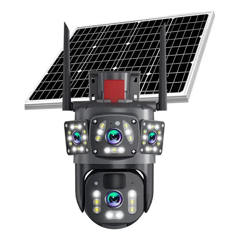 Sakerplus Triple View Security Camera - 360° Panoramic View Monitoring, Solar Surveillance for Home/Outdoor Use, Monitoring Camera