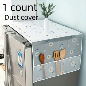 Multi-Functional Refrigerator Dust Cover with Pockets, Outdoor Camping, 50.4 X 20.5 Inches, Fabric Appliance Top Cover, Kitchen Storage Organizer