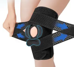 Knee Cross Support Brace with Patella Gel Pad & Side Stabilizer Lightweight Breathable Mesh Fabric Adjustable Elasticity for Workout Sports Arthritis